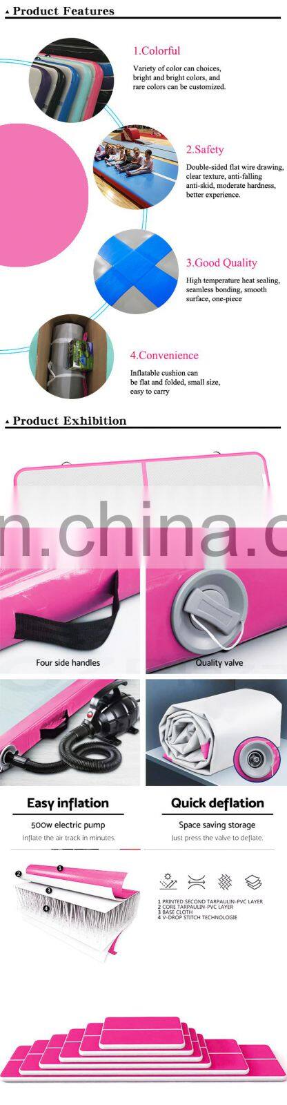 Hot sale factory price PINK and MINT GREEN inflatable air tumble track / Air track mat gymnastics