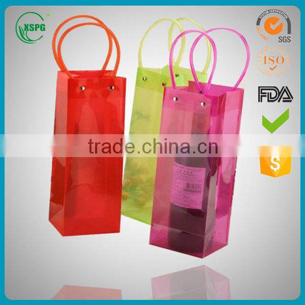 Wholesale colorful Eco-friendly Clear PVC Wine Ice Bag