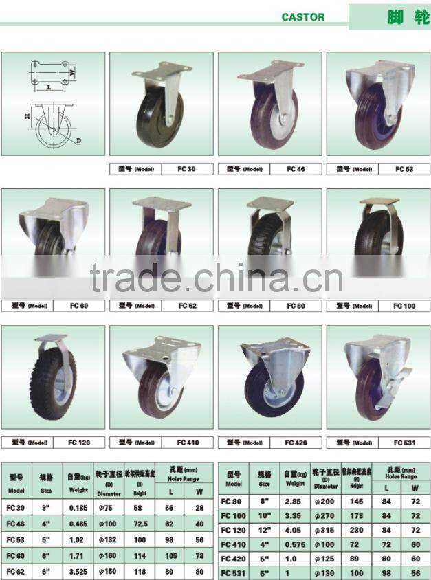 solid PU wheel yellow10*3.00-4 fixed PU Castor