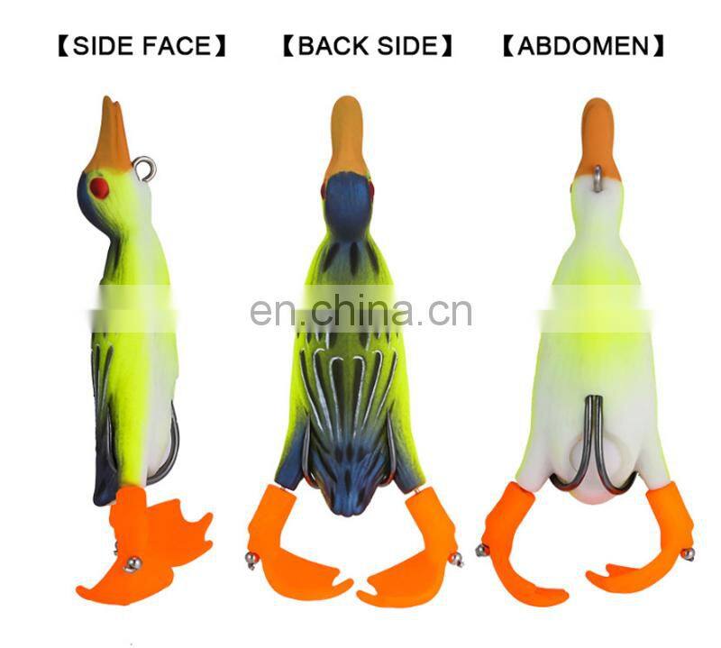 Amazon 95mm 12g Topwater Swim Soft Fishing Lure 360 Rotating Feet Plastic Duck Whopper Plopper