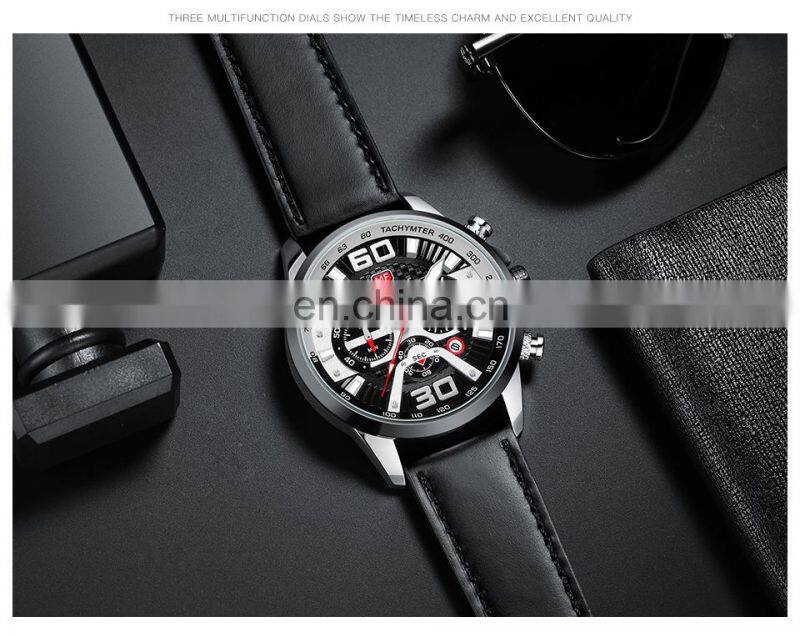 MINI FOCUS MF0336G Fashion Quartz Wristwatches Brand Luxury Men Watches Stainless Steel Leather Strap Sport Watches