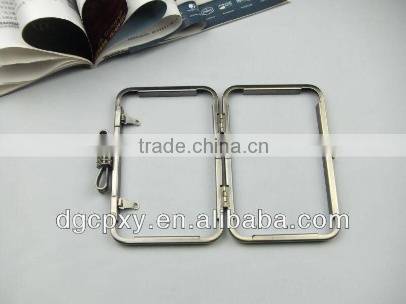 Antique brass vintage Metal Clutch Frame with White Faceted Rhinestone Bowknot Clasp