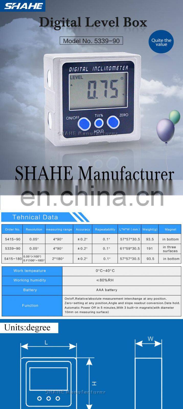 Digital level box Digital inclinometer with magnetic digital angle meter Digital protractor