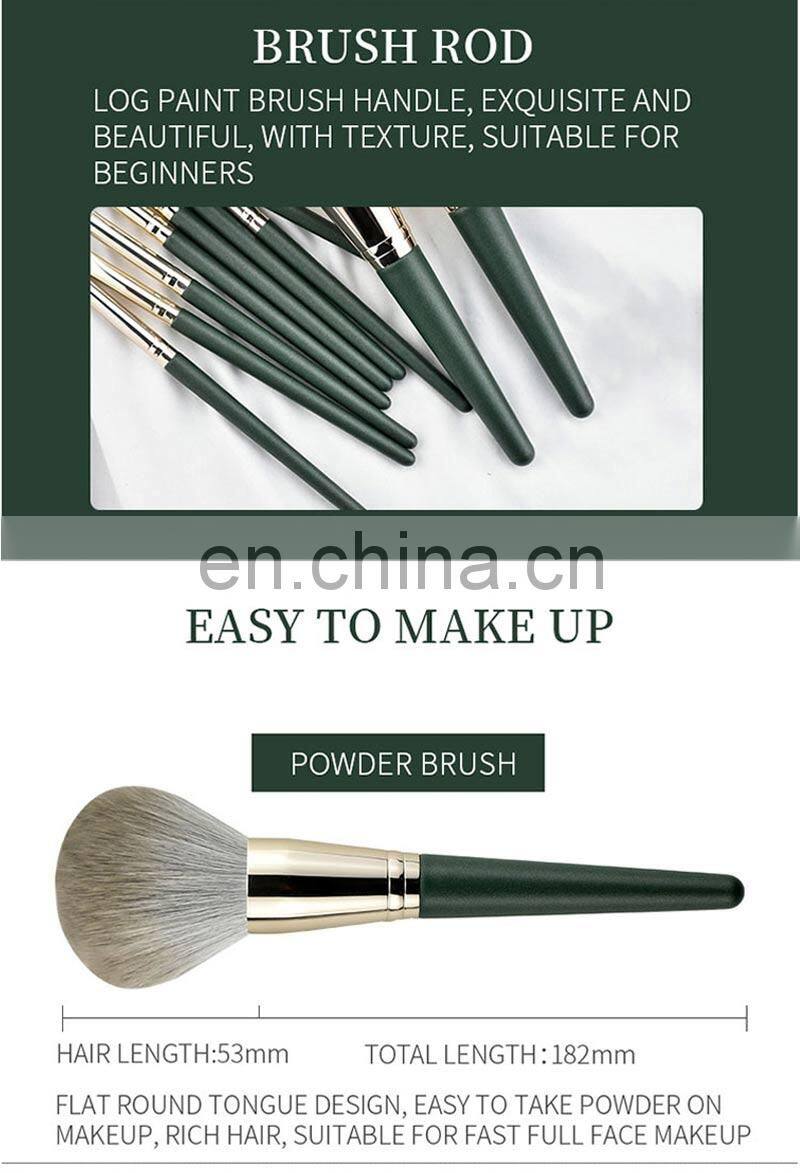 High Quality Green Makeup Brushes Custom Logo 14pcs  Make Up Brush Set Cosmetic kit