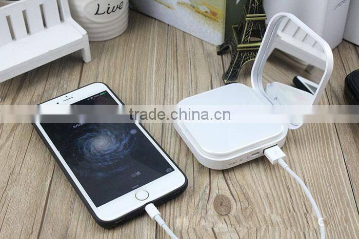 Mini fashion cosmetic mirror power bank 10400mAh phone charger