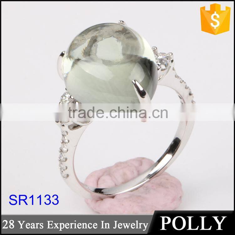 OEM solid lapis prong set center 18k white gold 750 ring jewelry