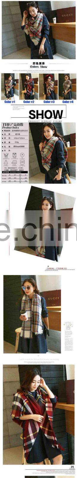 Wholesale Square Cashmere Plaid Blanket Scarf
