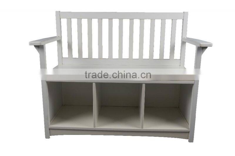 white wooden chair with storage box, bench with storage box