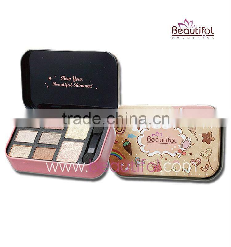 Wholesale eyeshadow makeup palettes, 5 eye shadow make up palette, Long-lasting, easily color, lovely cosmetics round compact