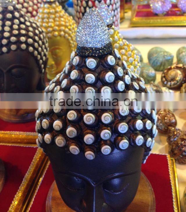 Thai Buddha statue Handmade shell with crystal on head