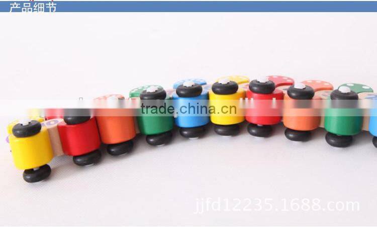 hot selling caterpillar toys size 41*5.5*8.5cm OEM digital caterpillar train toys wooden caterpillar for children EZ5134