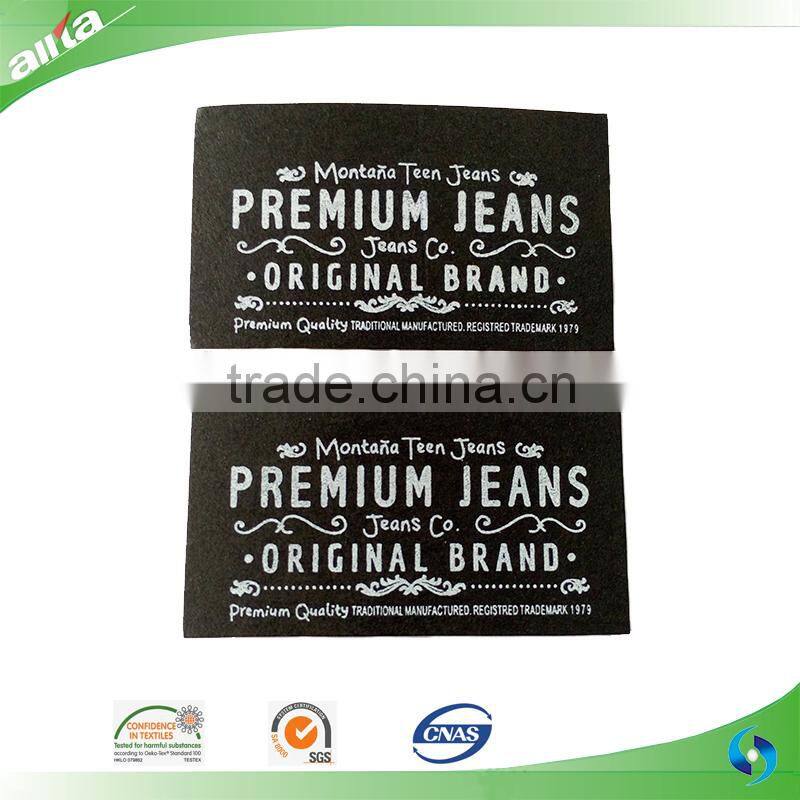2016 fashion custom jeans pu label