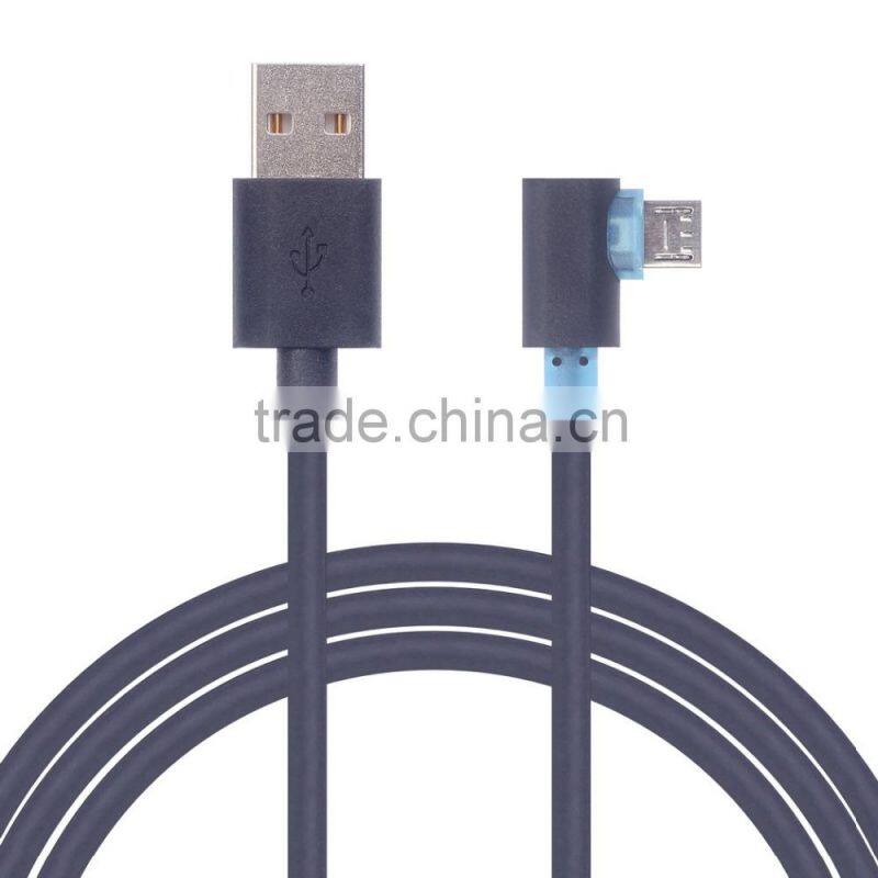 90 degree angled micro usb angle cable USB 2.0 to micro usb male to A type male data cable for samsung galaxy/tablet cell phone