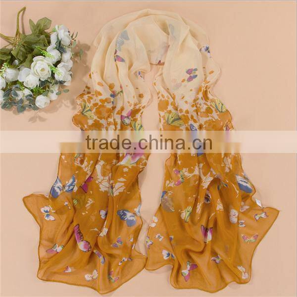 wholesale latest design lady floral screen printing silk scarf