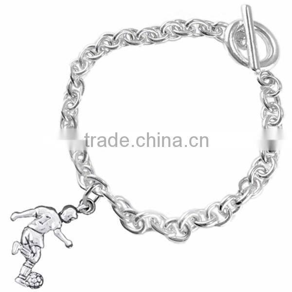 3D Soccer Ball Charm, Comes On An Intricately Detailed Silver Tone Snake Chain Bracelet