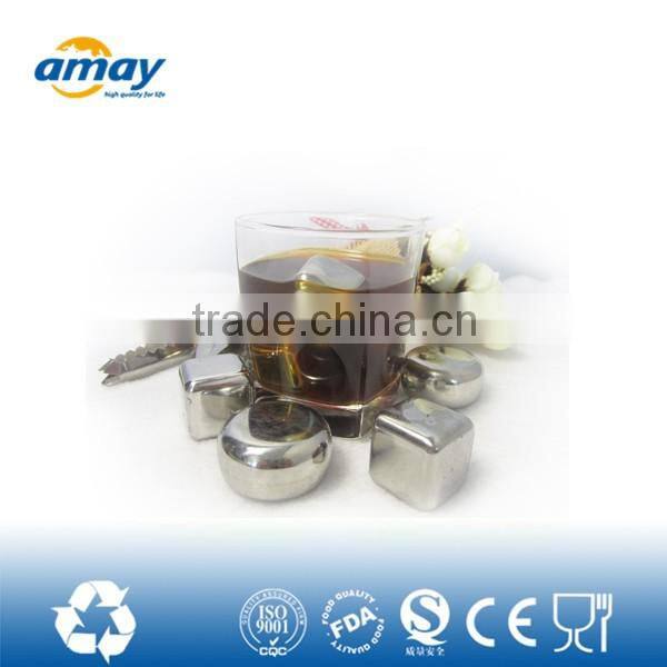 8pcs Stainless Steel Ice Cubes Glacier Rocks Whiskey Ice Stones + velvet bag