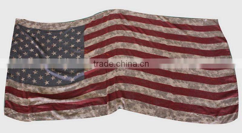 VINTAGE Team USA Boho American Flag Knit Scarf, Infinity Loop Circle Scarf, Cotton Lightweight Patriots' Day Gift