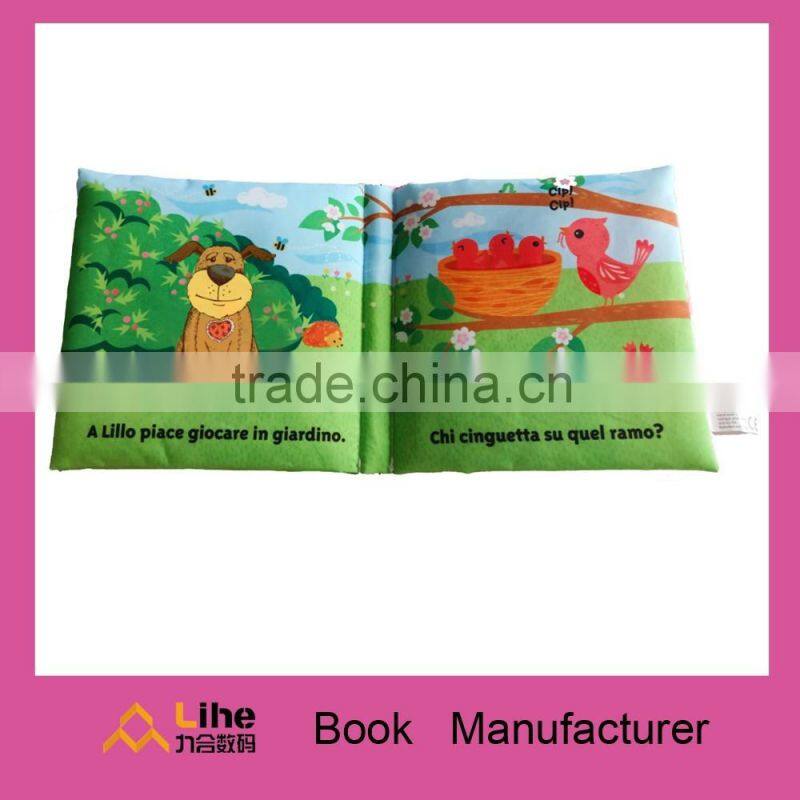 Fancy baby cloth book fabric book soft toy cognize book with BB sound