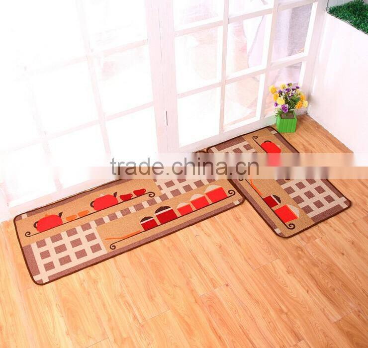 The New Design Coffee Cooking Theme Loop Pile Polyester Printing Kitchen Door Floor Mat Rug Carpet
