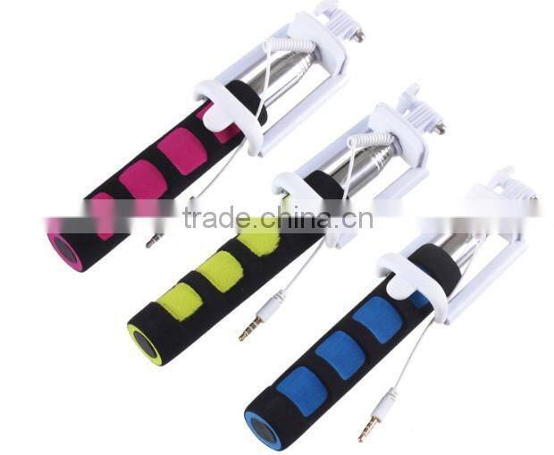 Q1 3 IN 1 mini extendable Tripod Handheld Wire Selfie Fold monopod Stick with Remote Button for iPhone IOS 8 Samsung Android