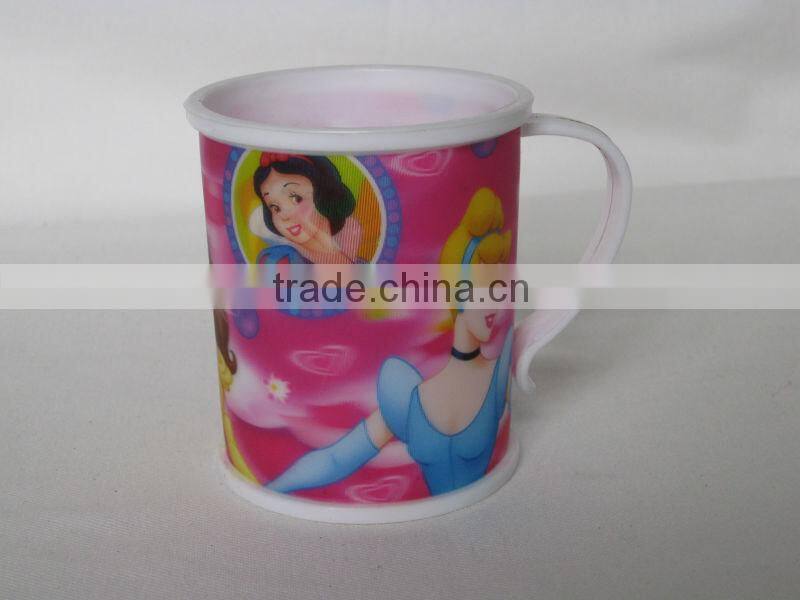 cartoon plastic pp lenticular cup with handle