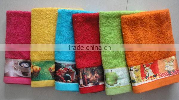 china factory cotton terry 43x43cm 68g bright tea towels with dobby print