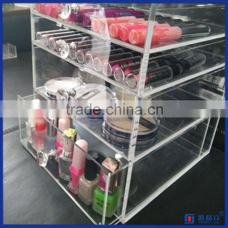 2016 Hot Sale!! Wholesale 5 Drawers Large Acrylic Cosmetic Organizer with Drawers