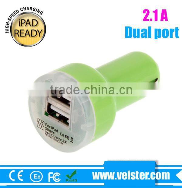 5V 2.1A Dual USB Car Adapter for iPhone, smartphone