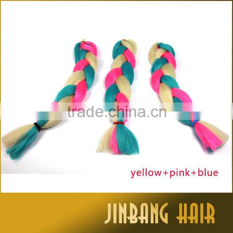 Colorful Synthetic Crochet Braiding Hair Extension Synthetic Ombre Marley Hair Braid Rainbow Jumbo Braid Hair