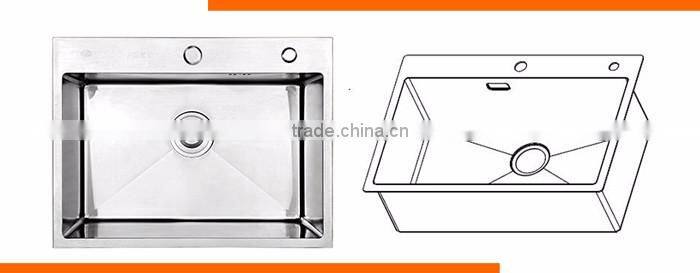 Single bowl design rectangular 304 stainless steel kitchen sink without apron