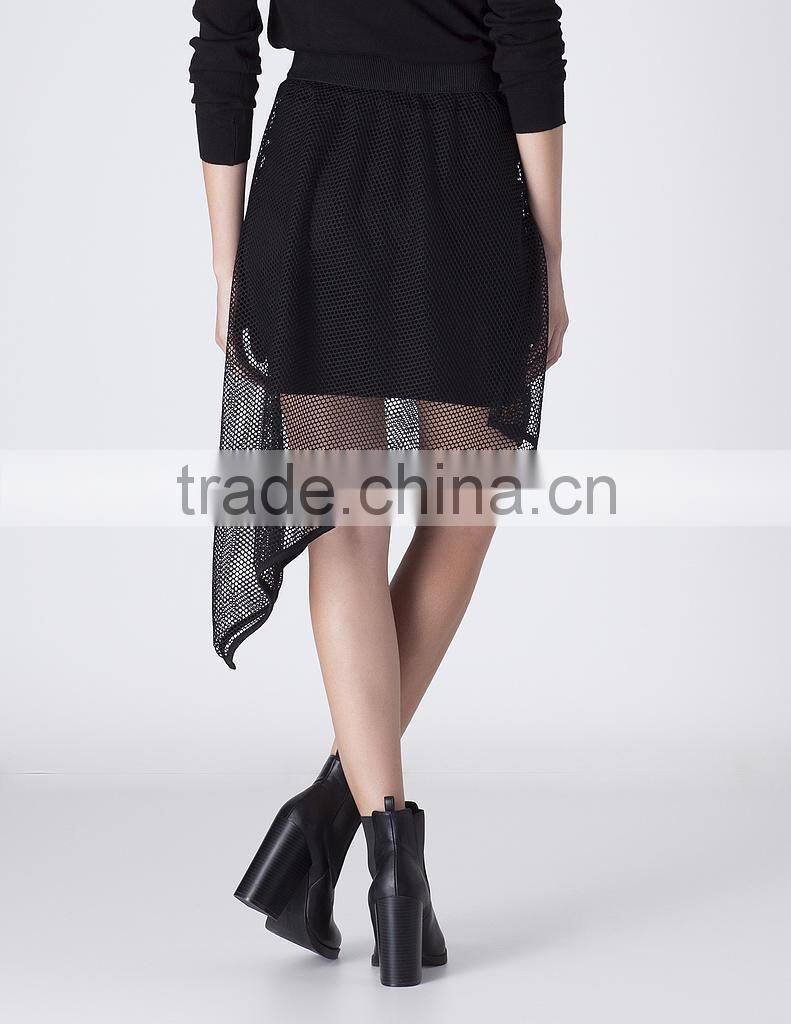 2015 new designs summer collection black mesh fabric pictures of mature women with short skirt