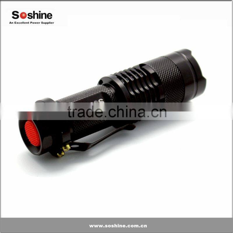Soshine TC3 300lm Mini Led Flashlight Torch Adjustable Focus Zoom Light Lamp