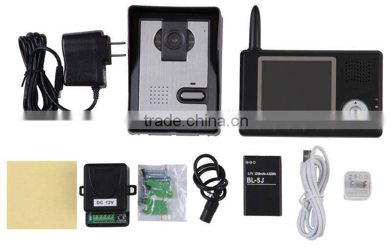 3.5" wireless video door phone with peephole camera for villa/home/hotel,two way intercom