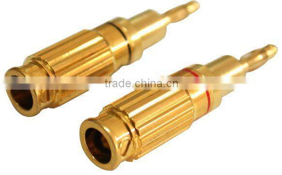 Double banana plug 24 Carat Gold-Plated in Red / Black Set