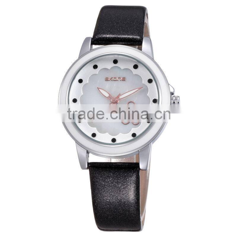 9347 Latest flower watch leather bracelet women watches clock movement parts