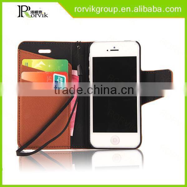 High Quality Flip Phone Protective Case Cross Pattern Cover Wallet Case for iphone 5 5S SE with Card Slot