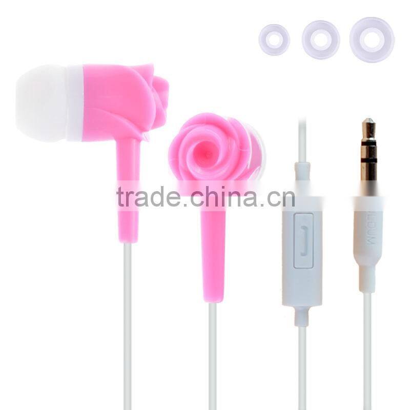 ULDUM noise isolation tone rose plastic headphone with mic for mp3 music player