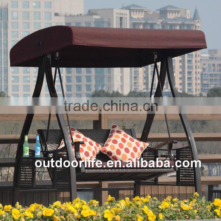 Outdoor double swing chair, rattan hanging swing chair