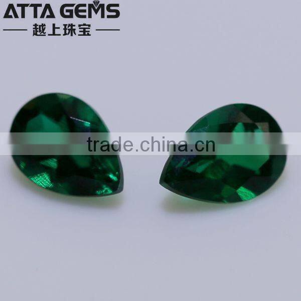 Lab created emeralds with excellent pear cut