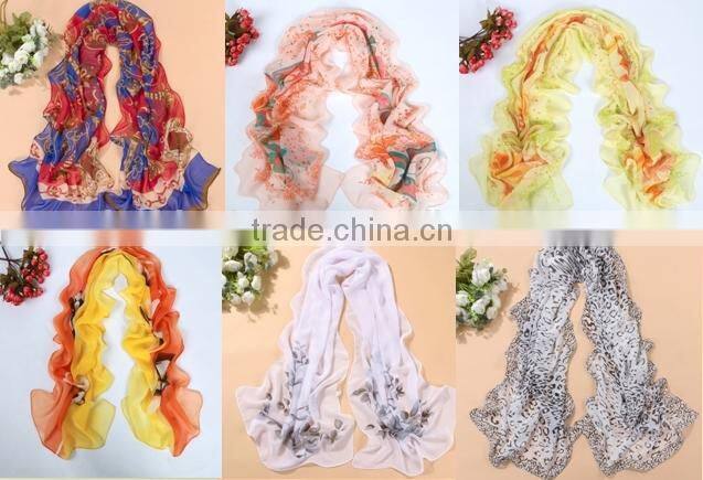 2015 new fashion women ployester shawl wrap scarf Sea cucumber pattern scarives