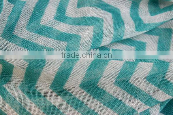 Chevron printed fashionable young girl tube blended cotton polyester infinity scarf
