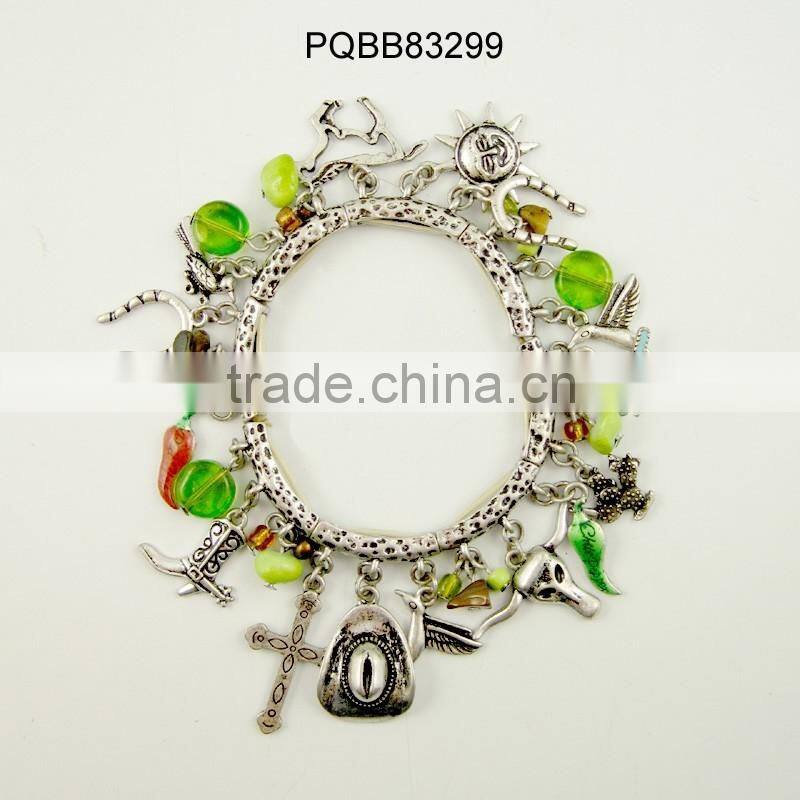 Newest design fashion popular vintage silver fleur de lis lily bracelet