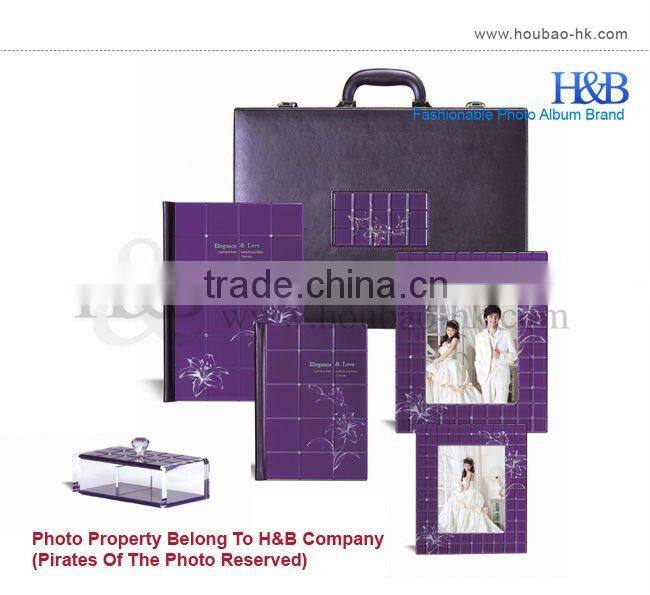 Global hot sale H&B 8*12 ,12*18 purple hardcover wedding photo album