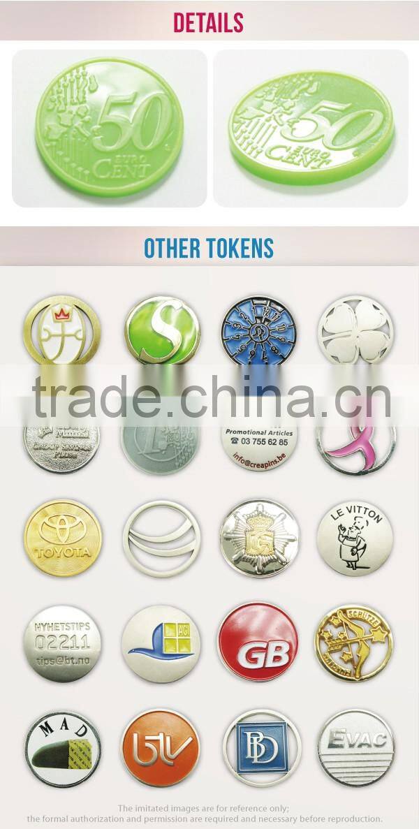 China Supplier euro pound oem supermarket trolley plastic token