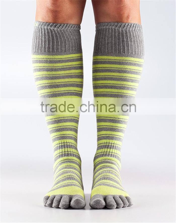 knee high cotton toe women five fingers socks