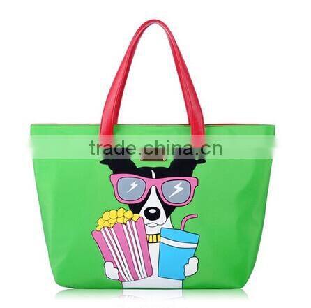 2014 Cartoon contrast color nylon handbag