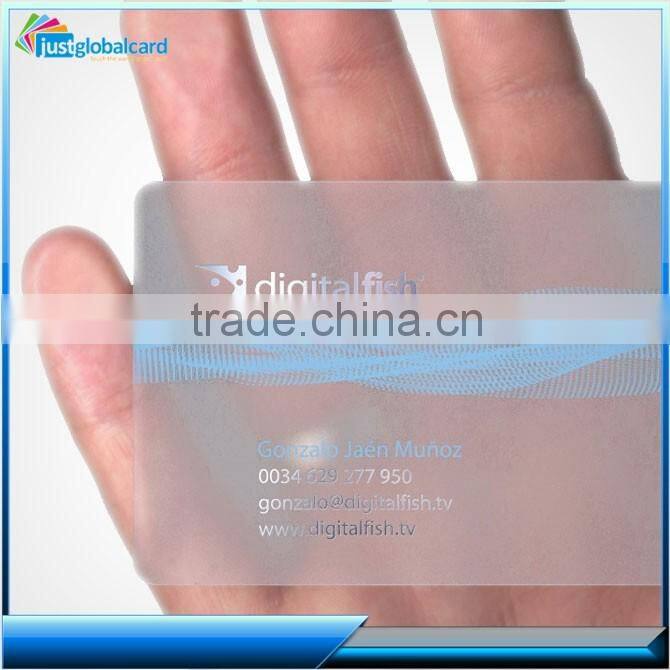 clear transparent embossed signature strip matte finish pvc business card cards printing