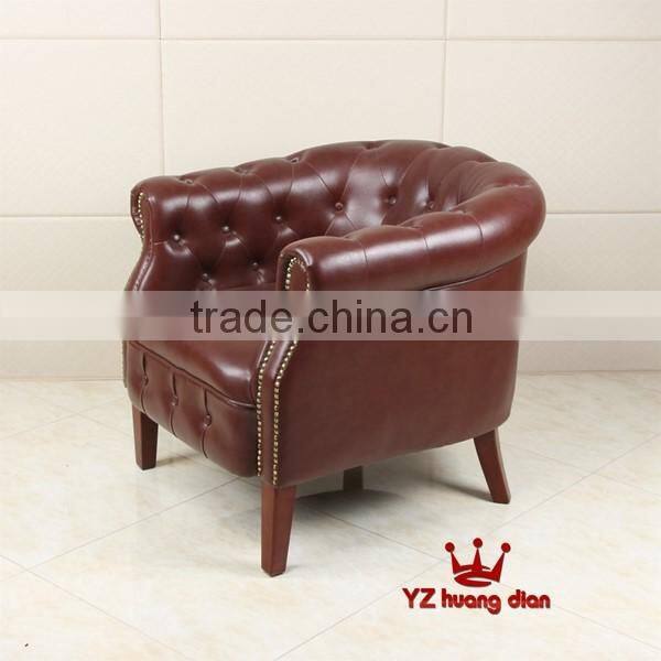 Red color leather single sofa chair with low back rest YZA501