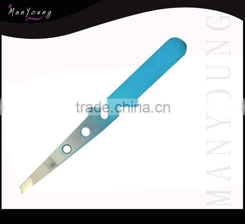 high quality stainless steel blue coated A type tweezer for eyelash extension
