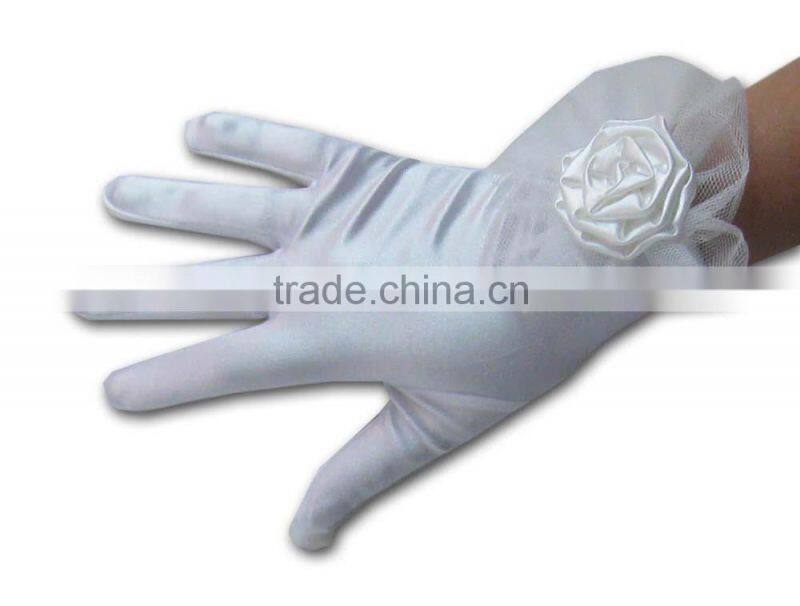 Hot Selling Wrist Length Short Satin Gloves